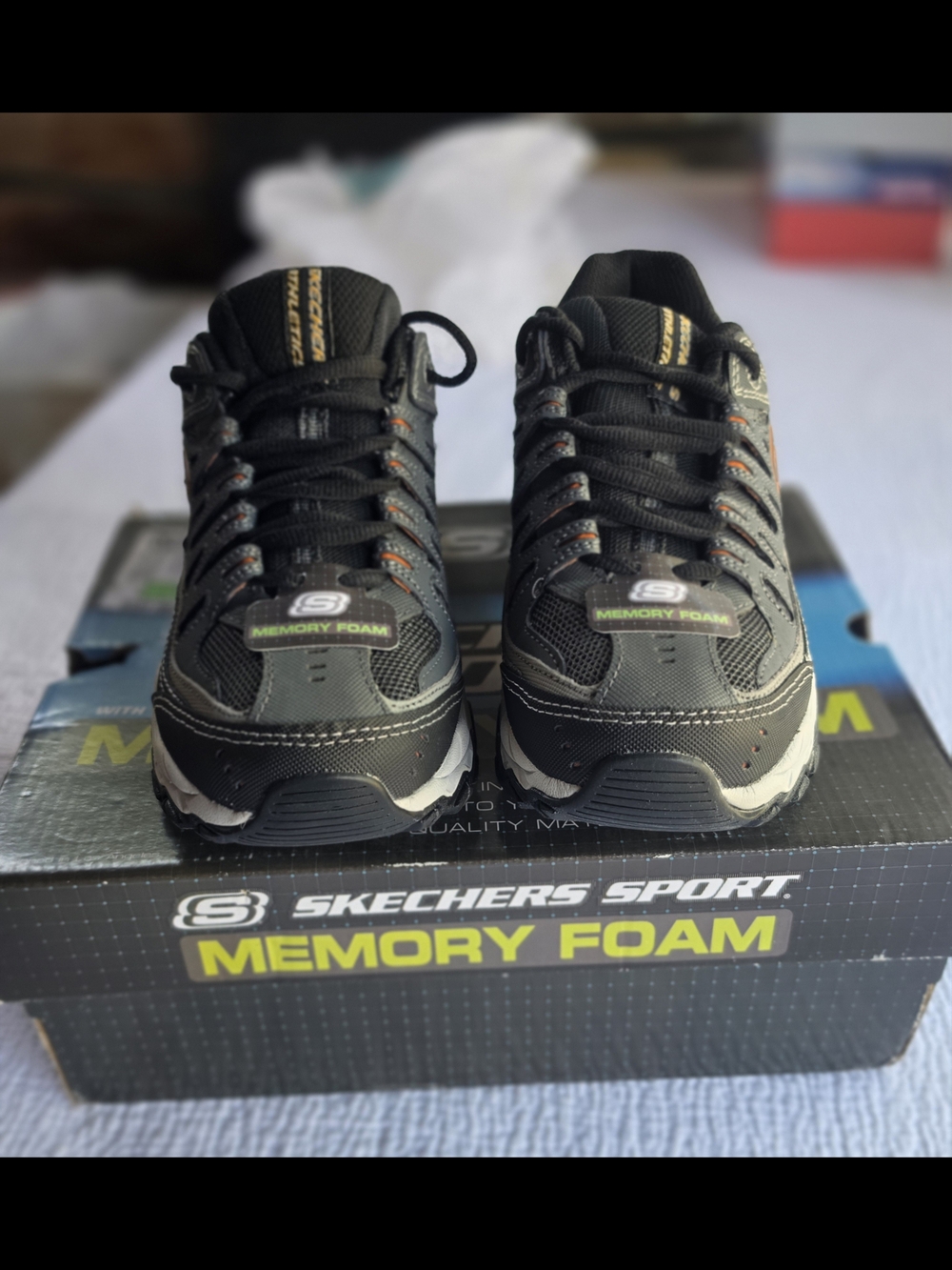 Men's Skechers Arter Burn M. Fit Black and Gray Memory Foam Trainers Size 7